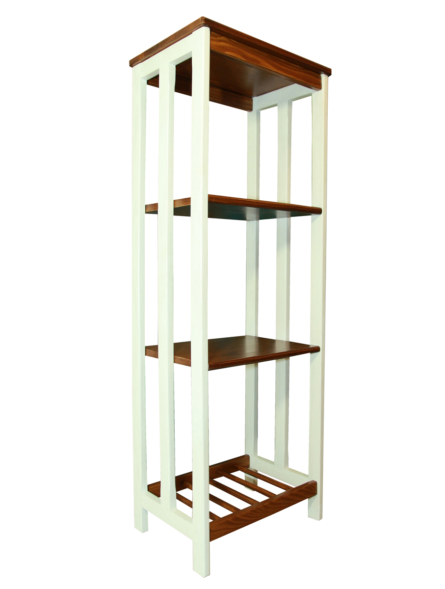 ANNECY standing shelf, Rack in wood - hazelnut and white
