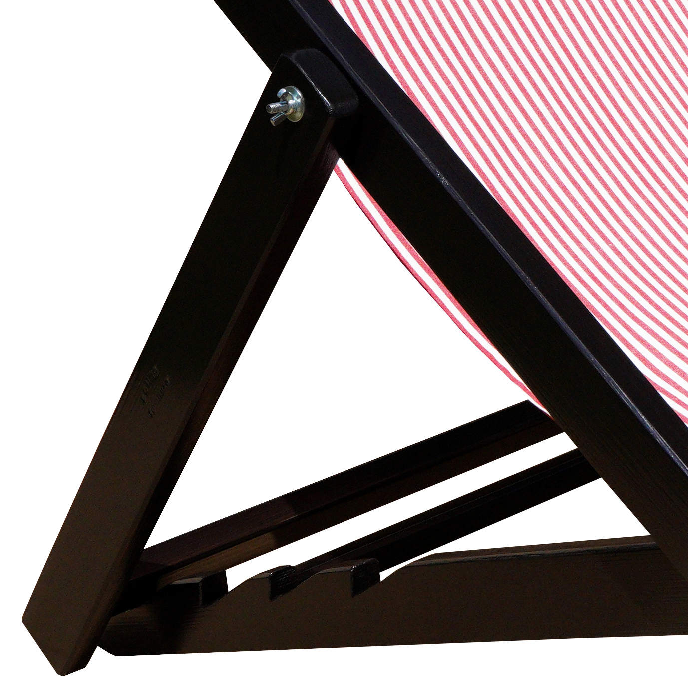 Deckchair, chaise longue in wood ANTIBES - structure wenge - cotton canvas red and white - Image 3