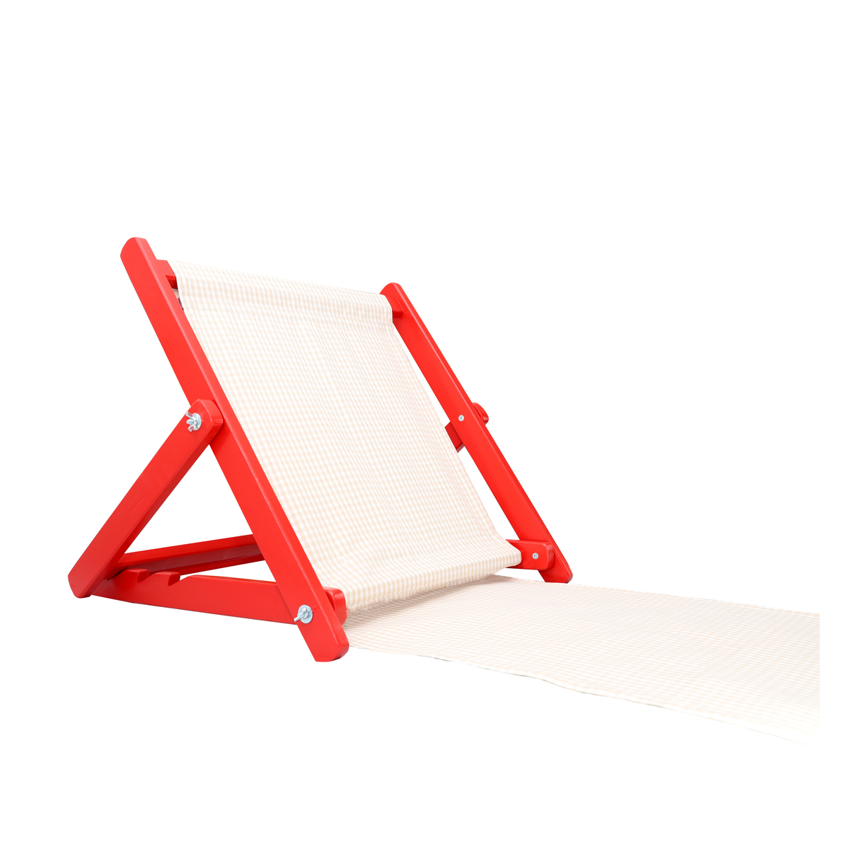 Adjustable Backrest in wood NICE - red frame - canvas beige-white - Image 2