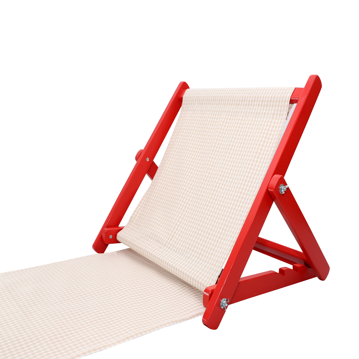 Adjustable Backrest in wood NICE - red frame - canvas beige-white
