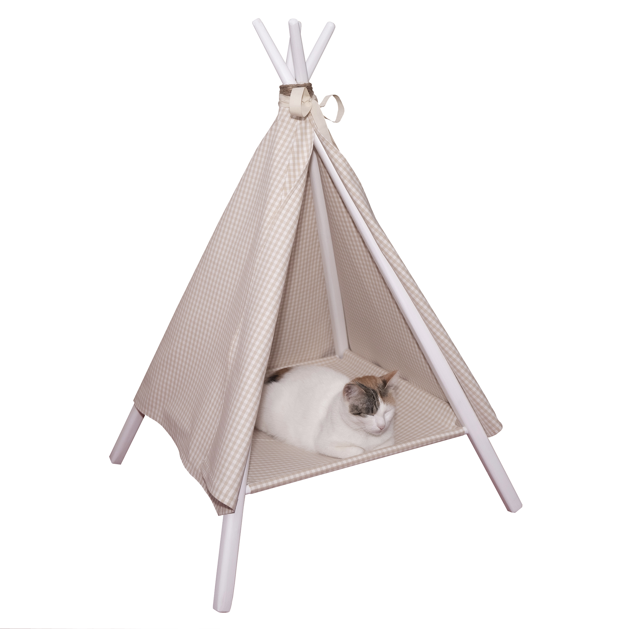 Pet Teepee Tent for cats and small dogs H95 cm Tall APACHE - beige